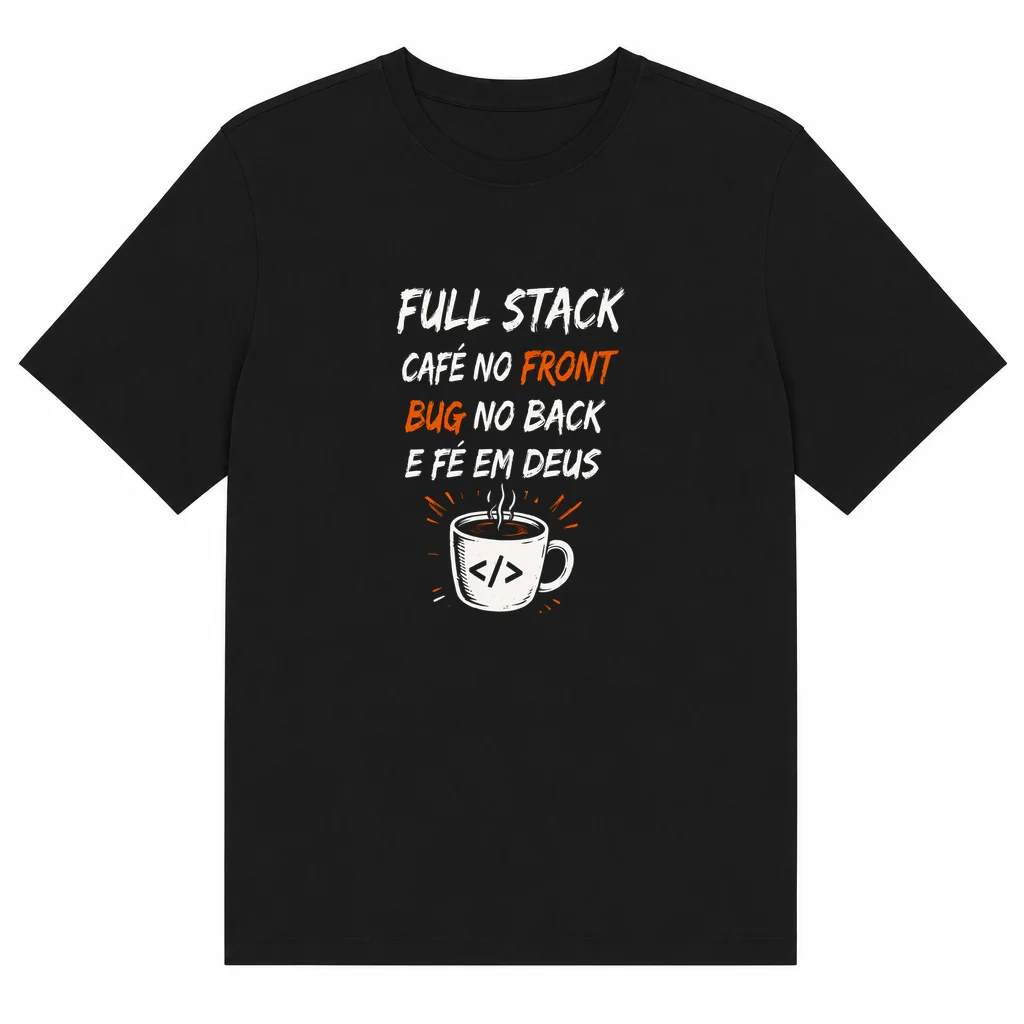 Camiseta preta com a estampa Camiseta Full Stack