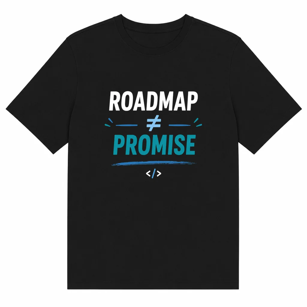 Camiseta preta com a estampa Camiseta Roadmap ≠ Promise