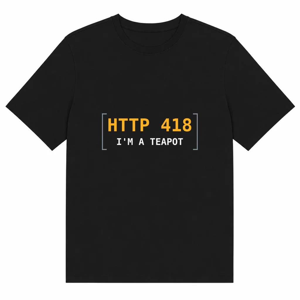 Camiseta preta com a estampa Camiseta HTTP 418
